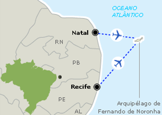 Trajeto para Fernando de Noronha